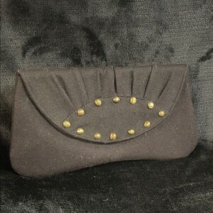 Elegant Black Clutch with Gold Accents